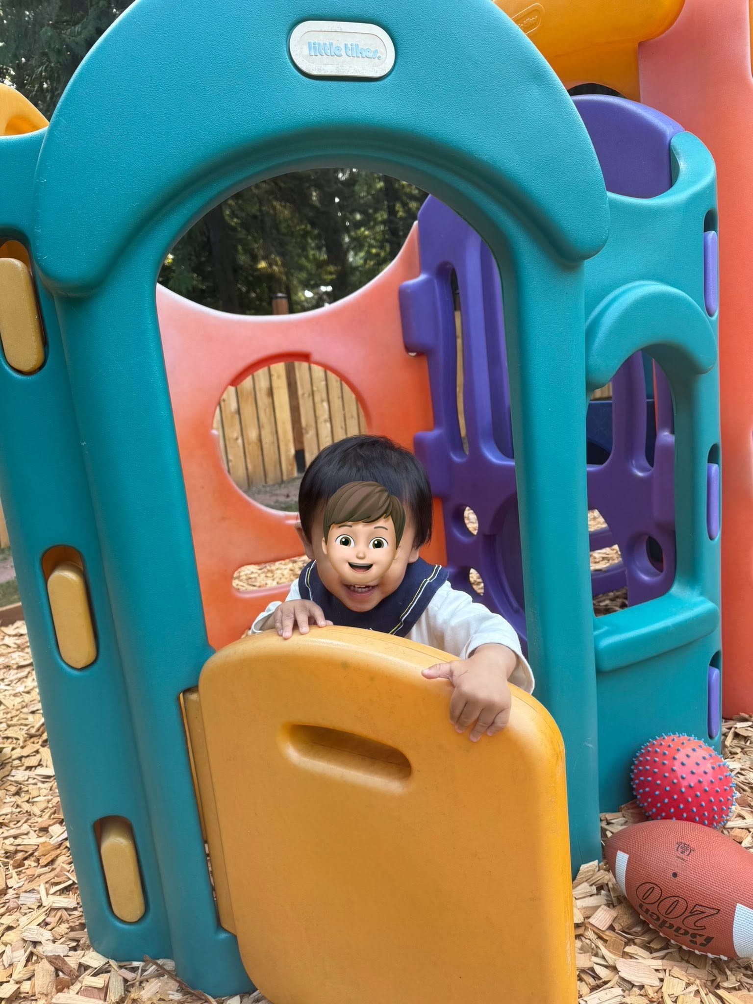 Panda Bear Childcare — toddler in playground structure