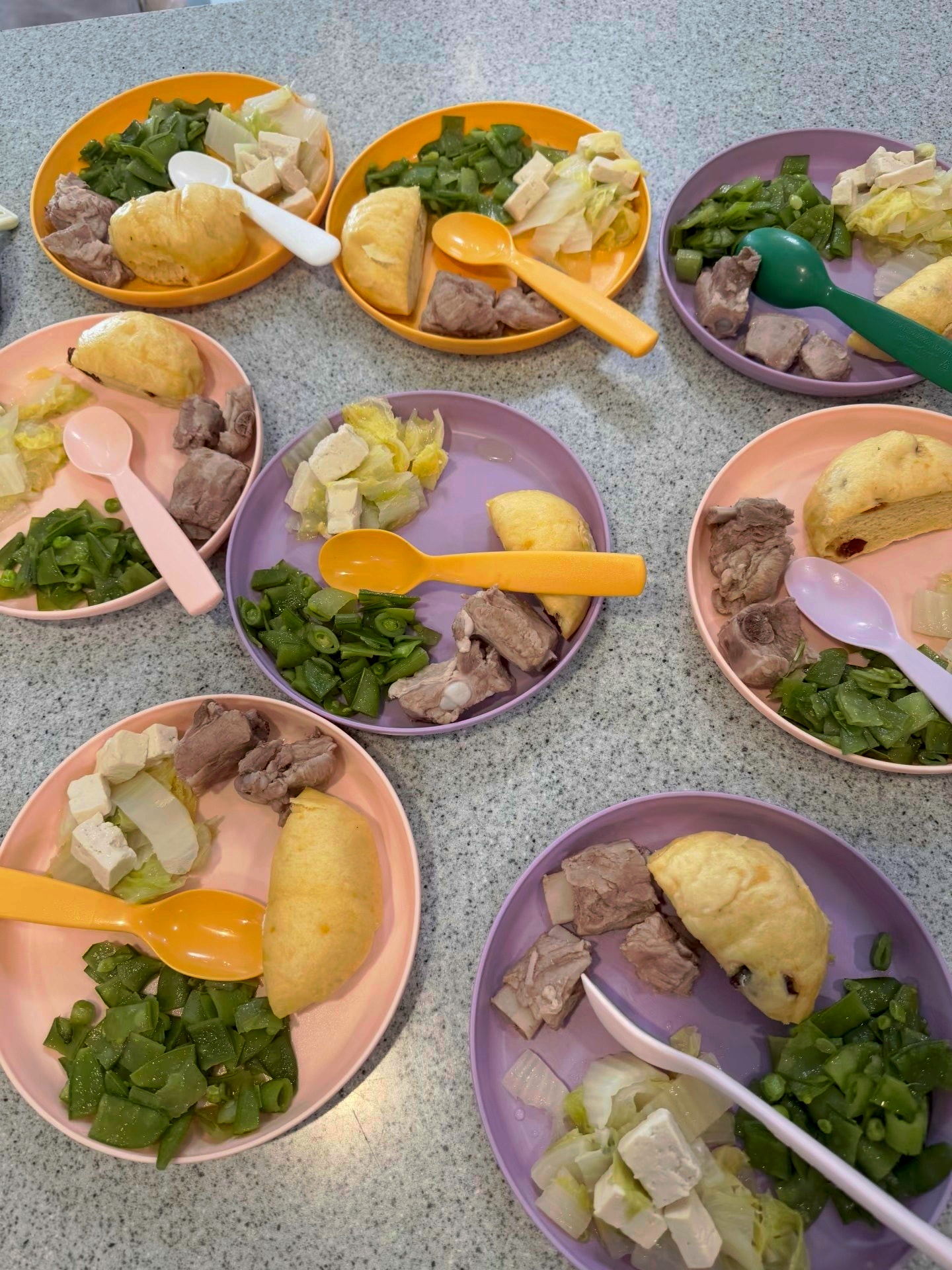 Panda Bear Childcare — multiple colorful plates balanced meal portions